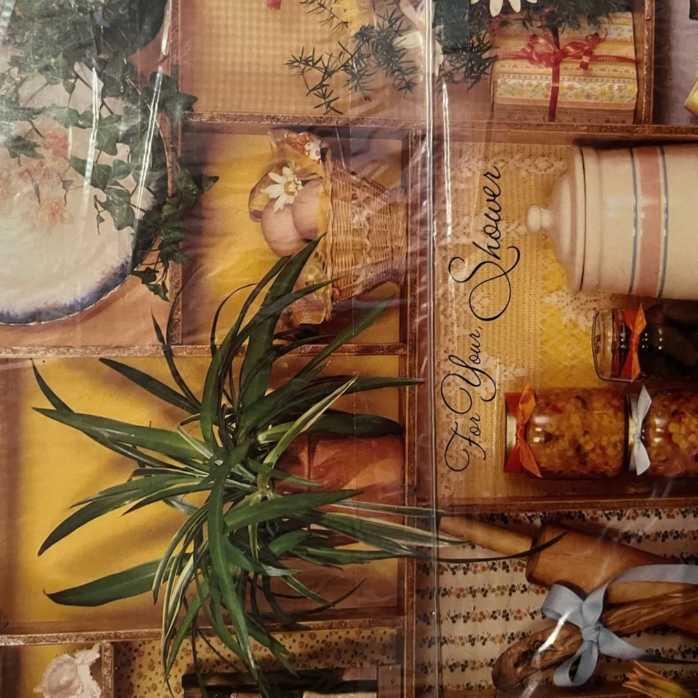 Vintage Bridal Shower Gift Wrap Gibson Greetings Buzza Wrapping Paper House NOS